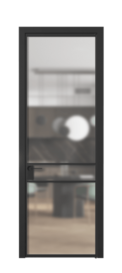 Алюминиевая дверь АЛПЛ040.02 Алюминий Черный Matelux Crystal Vision, матовое, каленое 6 мм Цена 978600  | Volhovec