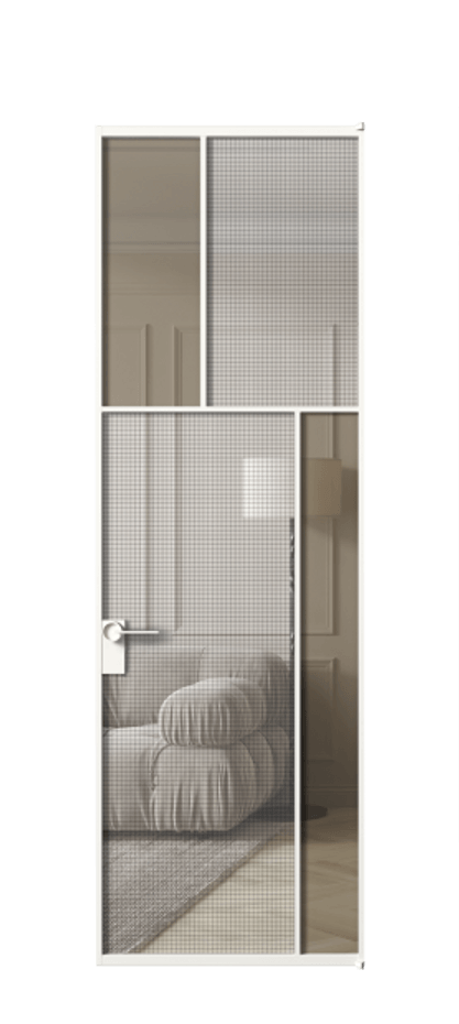 Межкомнатная дверь Mosaic АЛПЛ041.23 Алюминий Белый Mesh silver + Бронза прозрачное триплекс Цена 984150 #CURRENCY# | Volhovec
