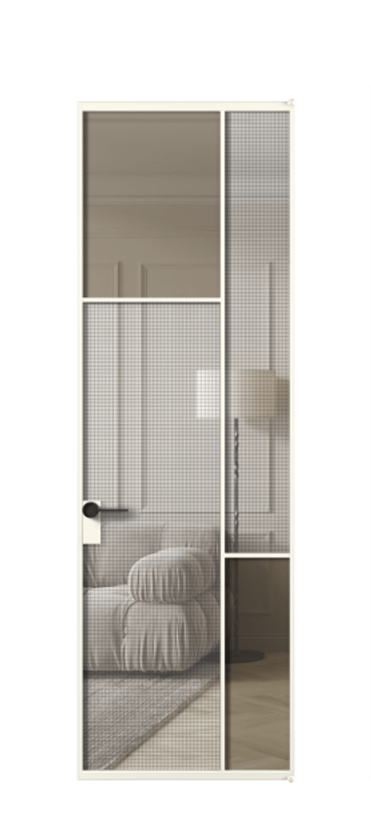 Межкомнатная дверь Mosaic АЛПЛ041.10 Алюминий жемчужный Mesh silver + Бронза прозрачное триплекс Цена 1019221 #CURRENCY# | Volhovec