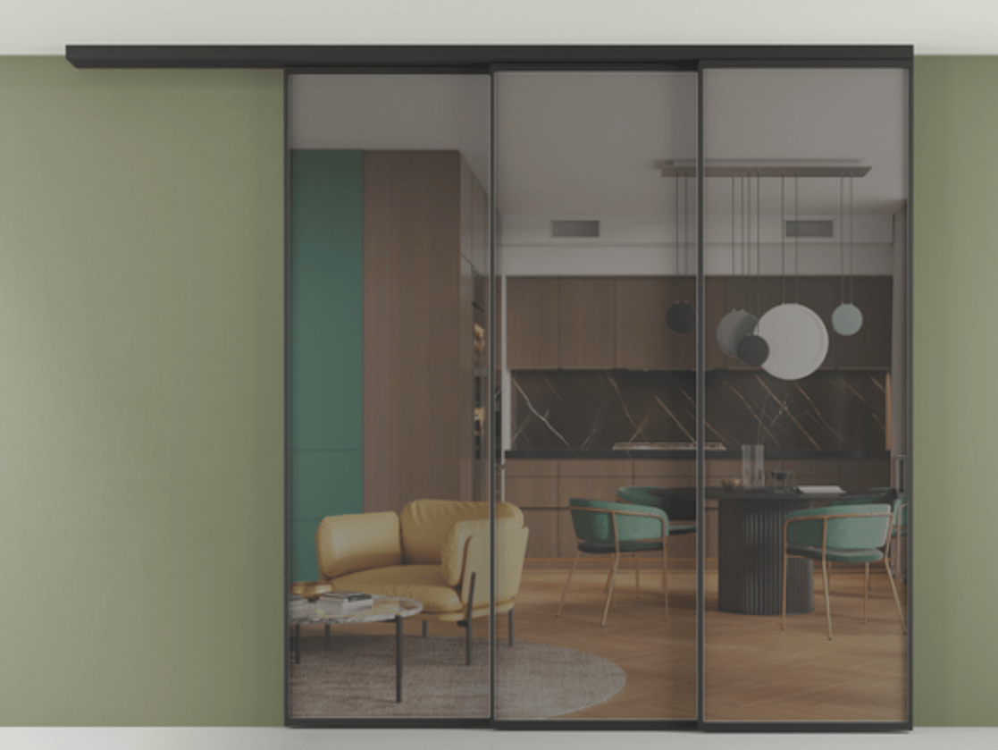 Перегородка Formato вдоль стены на потолок телескопик синхро 3 #VENDORCODE# #FURNISH# #GLASS# Цена #PRICE#  | Volhovec