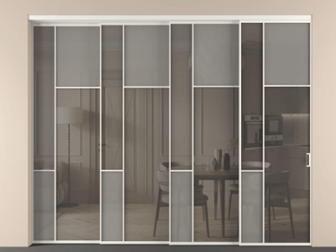 Перегородка Mosaic внутри проема телескопик синхро-4 #VENDORCODE# #FURNISH# #GLASS# Цена #PRICE# #CURRENCY# | Volhovec