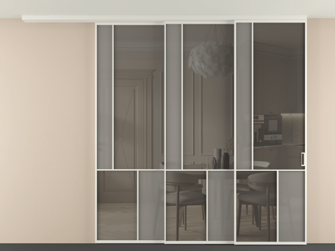 Перегородка Mosaic вдоль стены телескопик синхро-3 #VENDORCODE# #FURNISH# #GLASS# Цена #PRICE# #CURRENCY# | Volhovec