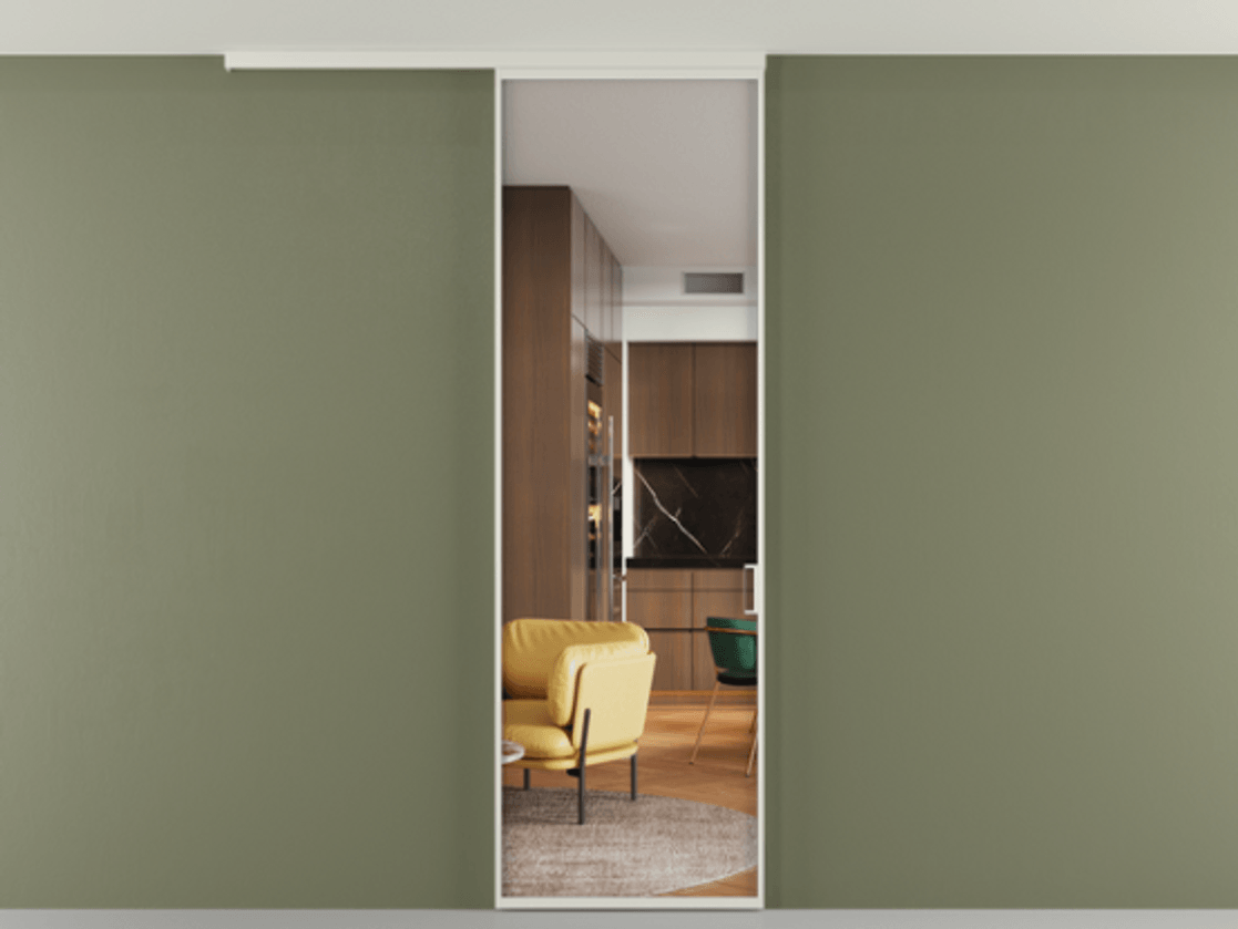 Перегородка Formato вдоль стены на потолок одностворчатая #VENDORCODE# #FURNISH# #GLASS# Цена #PRICE#  | Volhovec