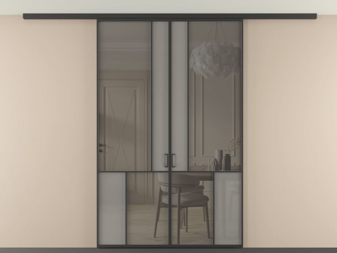 Перегородка Mosaic вдоль стены на потолок двустворчатая #VENDORCODE# #FURNISH# #GLASS# Цена #PRICE# #CURRENCY# | Volhovec