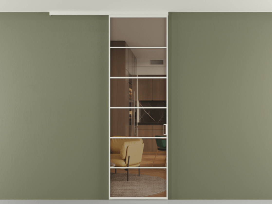 Перегородка Formato вдоль стены на потолок одностворчатая #VENDORCODE# #FURNISH# #GLASS# Цена #PRICE# #CURRENCY# | Volhovec