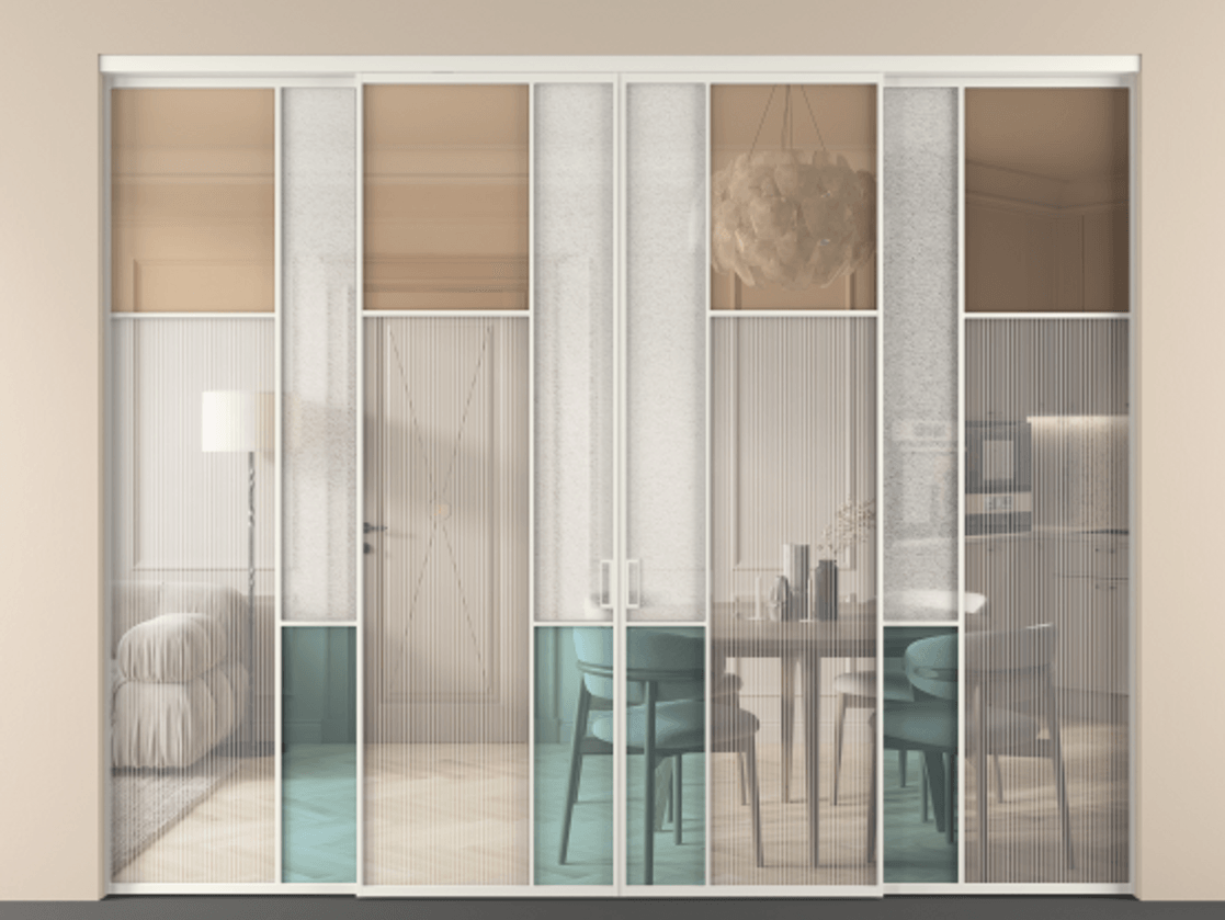 Перегородка Mosaic внутри проема четырёхстворчатая #VENDORCODE# #FURNISH# #GLASS# Цена #PRICE# #CURRENCY# | Volhovec