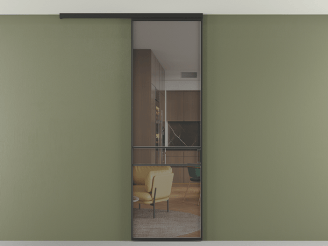 Перегородка Formato вдоль стены на потолок одностворчатая #VENDORCODE# #FURNISH# #GLASS# Цена #PRICE# #CURRENCY# | Volhovec