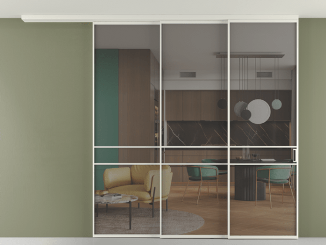 Перегородка Formato вдоль стены на потолок телескопик синхро 3 #VENDORCODE# #FURNISH# #GLASS# Цена #PRICE#  | Volhovec