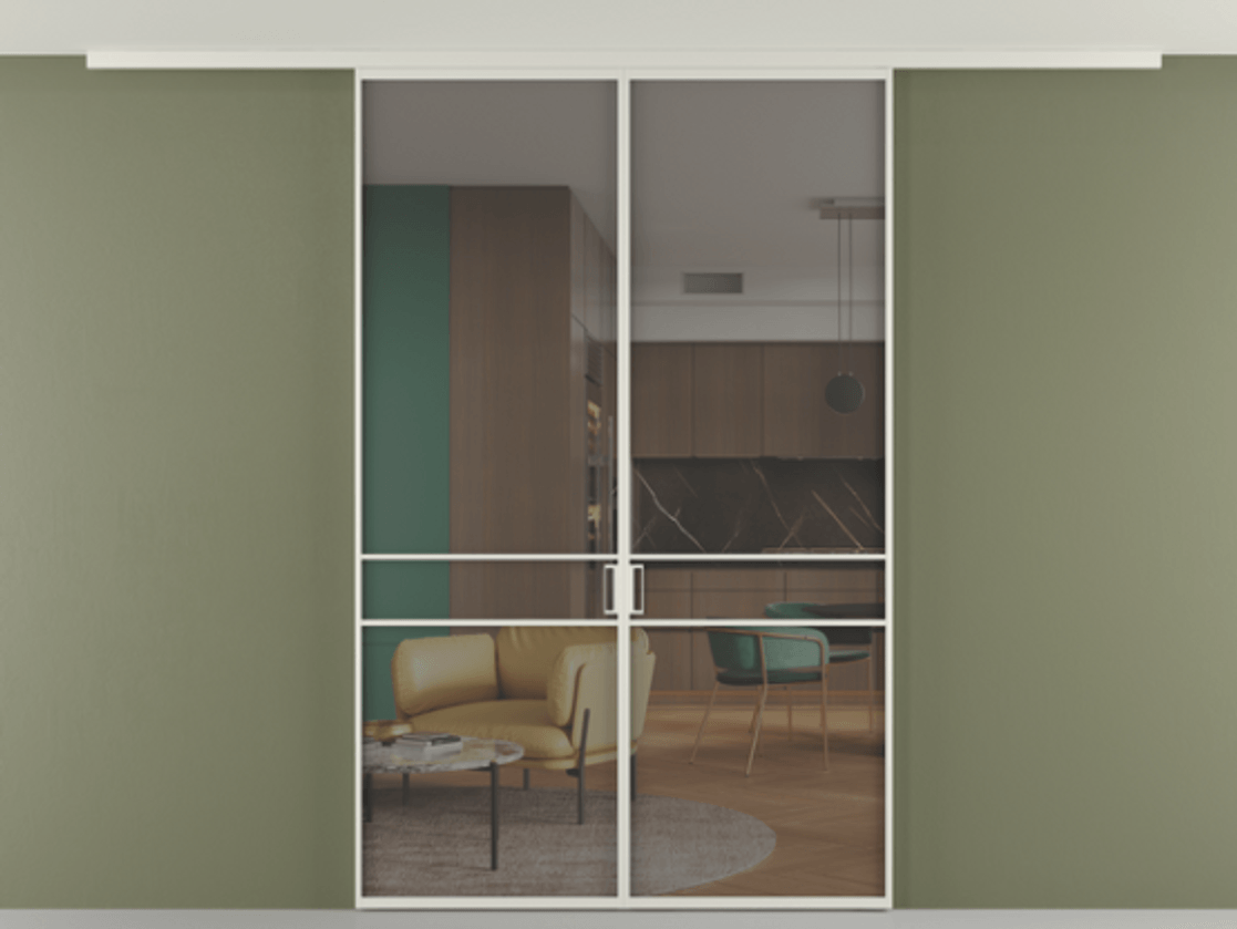 Перегородка Formato вдоль стены на потолок двустворчатая #VENDORCODE# #FURNISH# #GLASS# Цена #PRICE#  | Volhovec