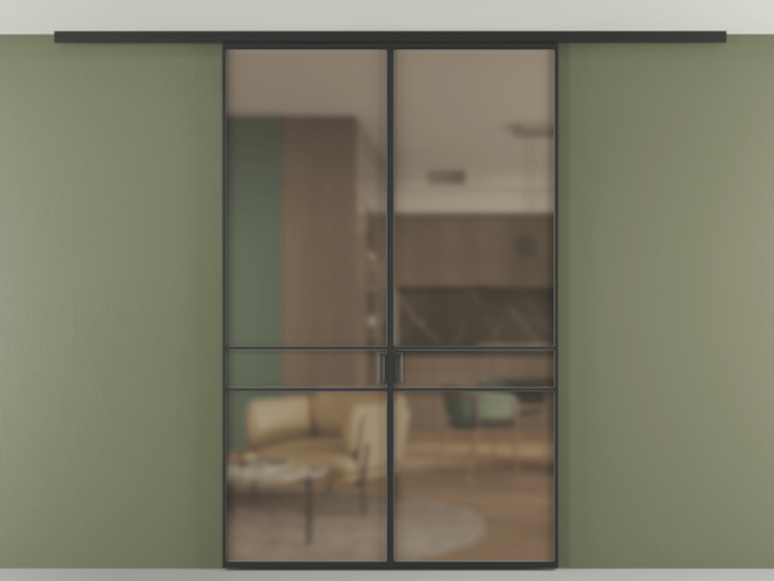 Перегородка Formato вдоль стены на потолок двустворчатая #VENDORCODE# #FURNISH# #GLASS# Цена #PRICE# #CURRENCY# | Volhovec