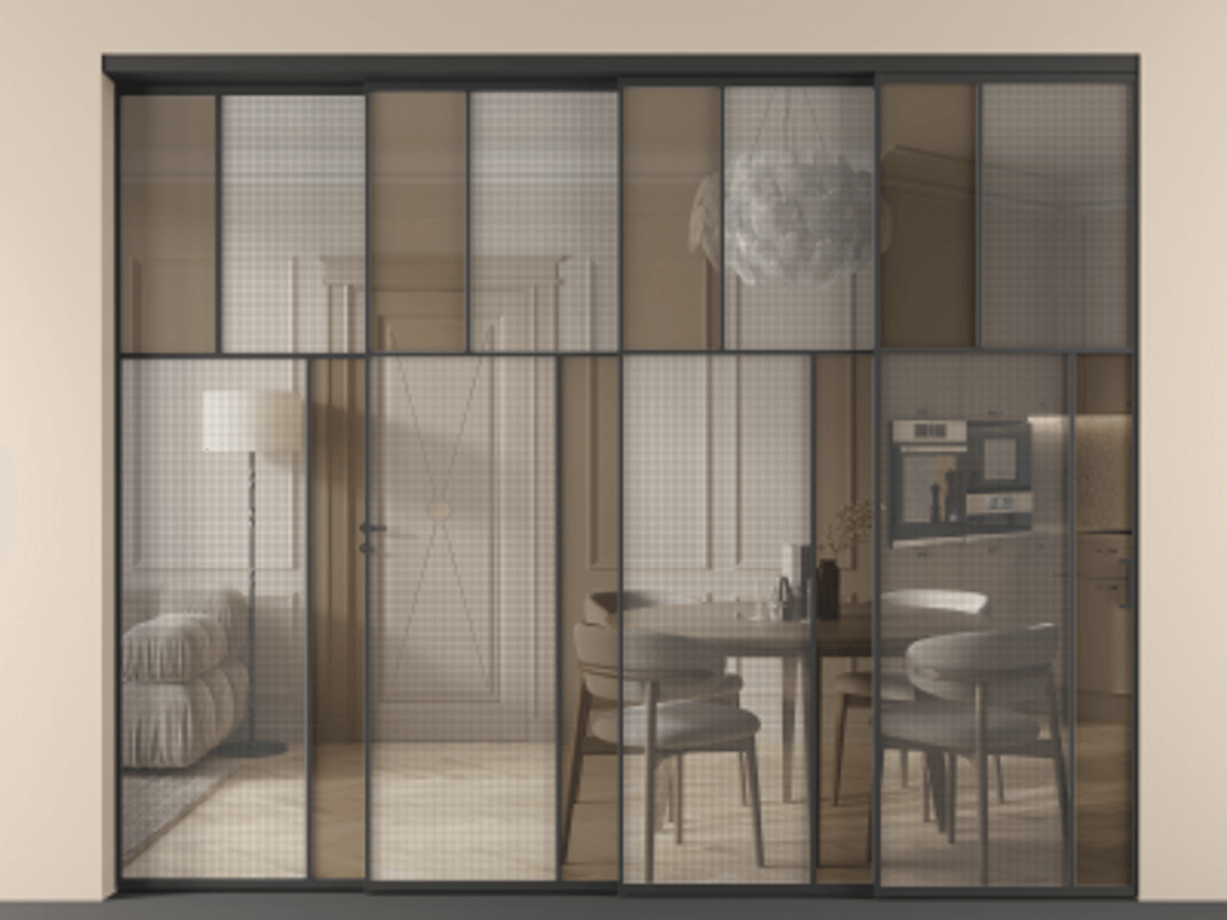 Перегородка Mosaic внутри проема телескопик синхро-4 #VENDORCODE# #FURNISH# #GLASS# Цена #PRICE#  | Volhovec