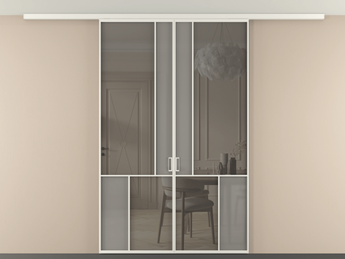 Перегородка Mosaic вдоль стены на потолок двустворчатая #VENDORCODE# #FURNISH# #GLASS# Цена #PRICE# #CURRENCY# | Volhovec