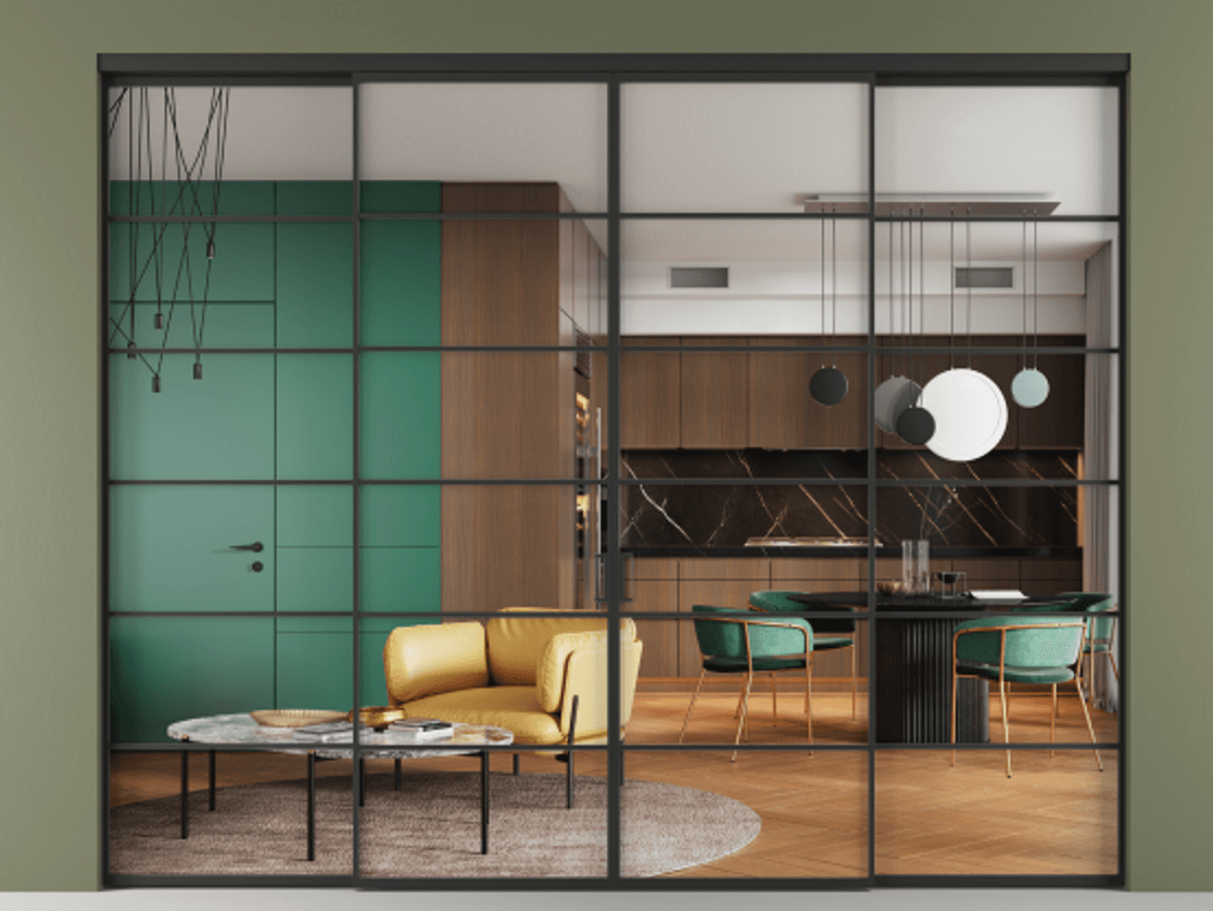 Перегородка Formato внутри проёма четырёхстворчатая #VENDORCODE# #FURNISH# #GLASS# Цена #PRICE# #CURRENCY#  | Volhovec