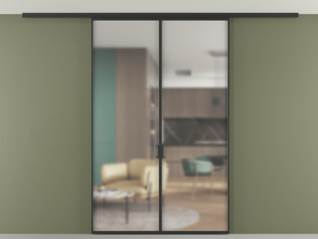 Перегородка Formato вдоль стены на потолок двустворчатая #VENDORCODE# #FURNISH# #GLASS# Цена #PRICE# #CURRENCY# | Volhovec